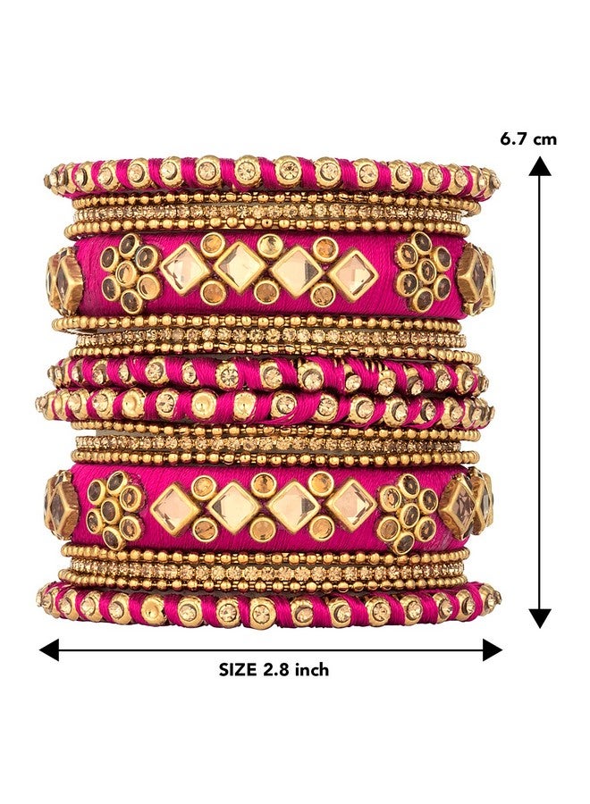 بيورا مجموعة أساور شودا المرصعة بالأحجار من خيوط الحرير من بيورا، مجوهرات عرقية للنساء والفتيات، هدية نافراتري (2.8 بوصة) - Image 5