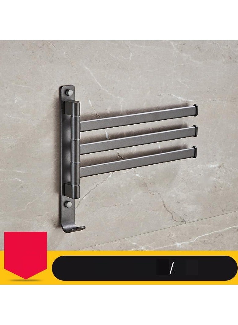 Loquat Space Aluminum Swivel Bathroom Towel Bar(5453H-3 Space Aluminum Gun Gray Activity Triple Towel Bar)