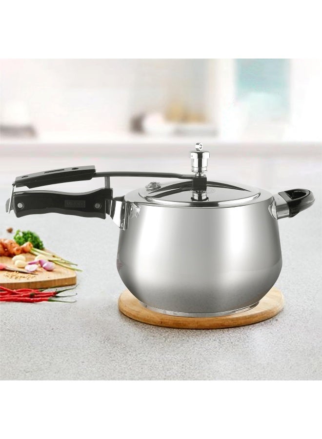 VINOD 5.5Liters Europa Stainless Steel Inner Lid Pressure Cooker - 5.5 Litre | Handi Shape | Sandwich Bottom Cooker | Induction and Gas Base | ISI and CE certified silver - Image 2