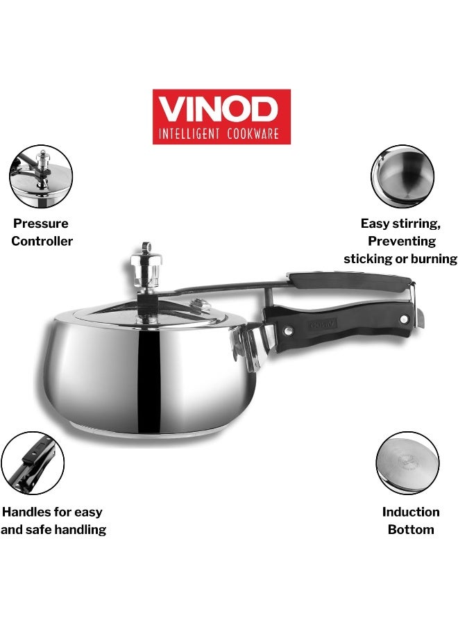 VINOD 5.5Liters Europa Stainless Steel Inner Lid Pressure Cooker - 5.5 Litre | Handi Shape | Sandwich Bottom Cooker | Induction and Gas Base | ISI and CE certified silver - Image 5