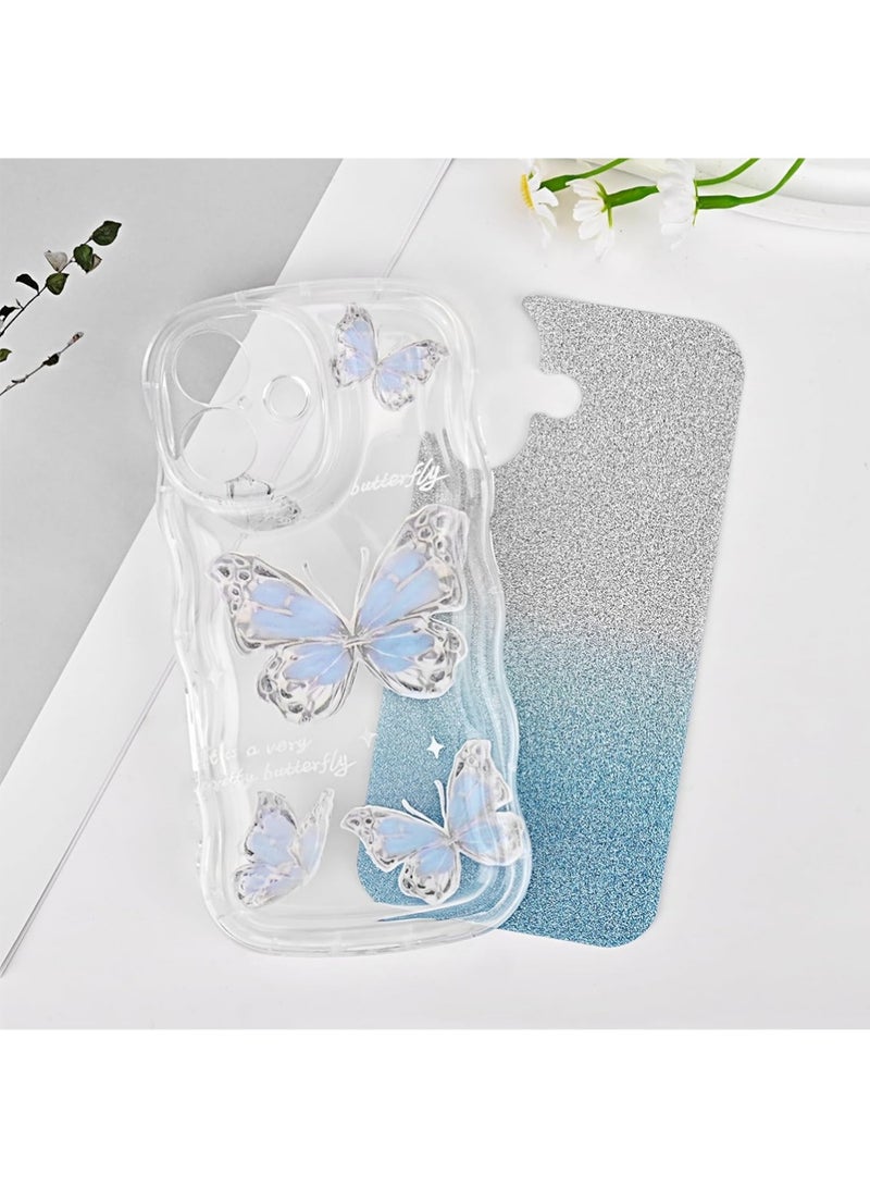 X-level iPhone 16 Case Cover Butterfly Pattern with Camera Len Protector Beaded Lanyard Wrist Anti-drop Strap for Women Girls,Soft TPU Full Protective Cover Back Comfortable Touch Feeling Accessory - Image 5