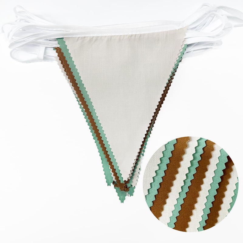 pinkblume زينة حفلات باللون الأخضر الحكيم والبني بطول 32 قدم علم مثلث قماش علم زينة - Image 1