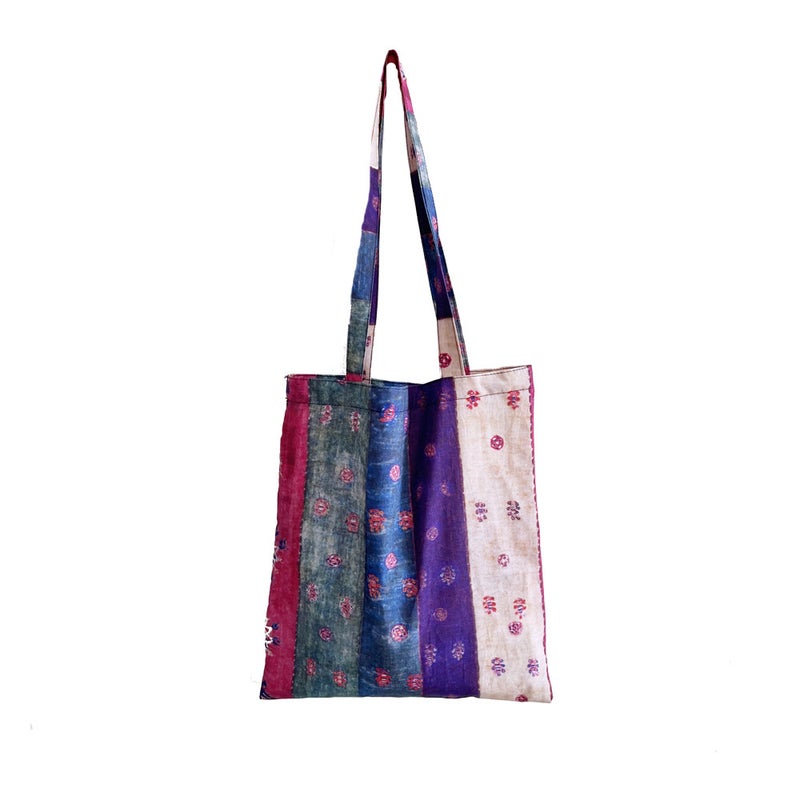 Vintage Ethnic Purple Stripe Canvas Shoulder Bag - Image 5