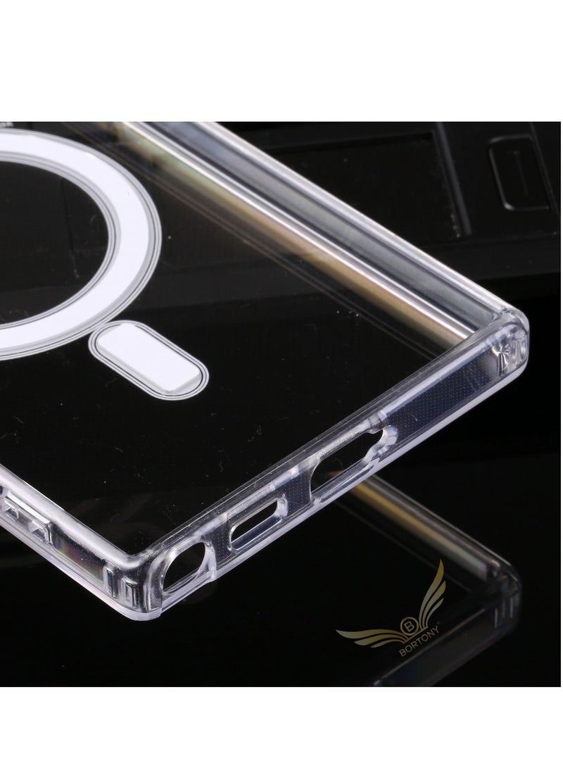 BORTONY Clear Magnetic Case for Samsung Galaxy S22 Ultra Compatible with Magsafe Card Wallet & Wireless Chager, Screen & Camera Protection Shockproof Galaxy S22 Ultra Case Cover  - Image 5