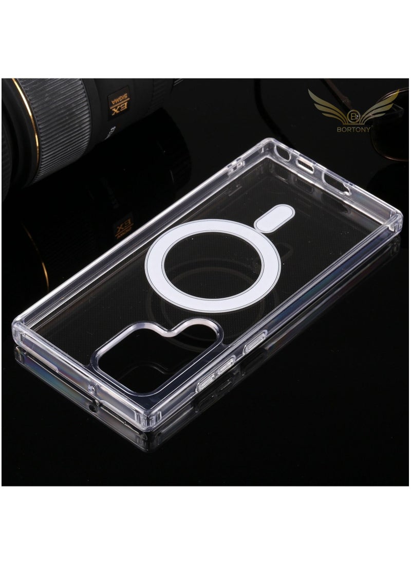 BORTONY Clear Magnetic Case for Samsung Galaxy S22 Ultra Compatible with Magsafe Card Wallet & Wireless Chager, Screen & Camera Protection Shockproof Galaxy S22 Ultra Case Cover  - Image 3
