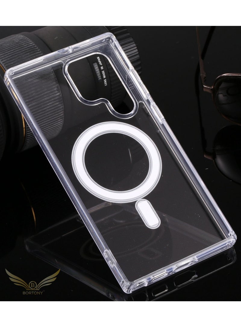 BORTONY Clear Magnetic Case for Samsung Galaxy S22 Ultra Compatible with Magsafe Card Wallet & Wireless Chager, Screen & Camera Protection Shockproof Galaxy S22 Ultra Case Cover  - Image 4