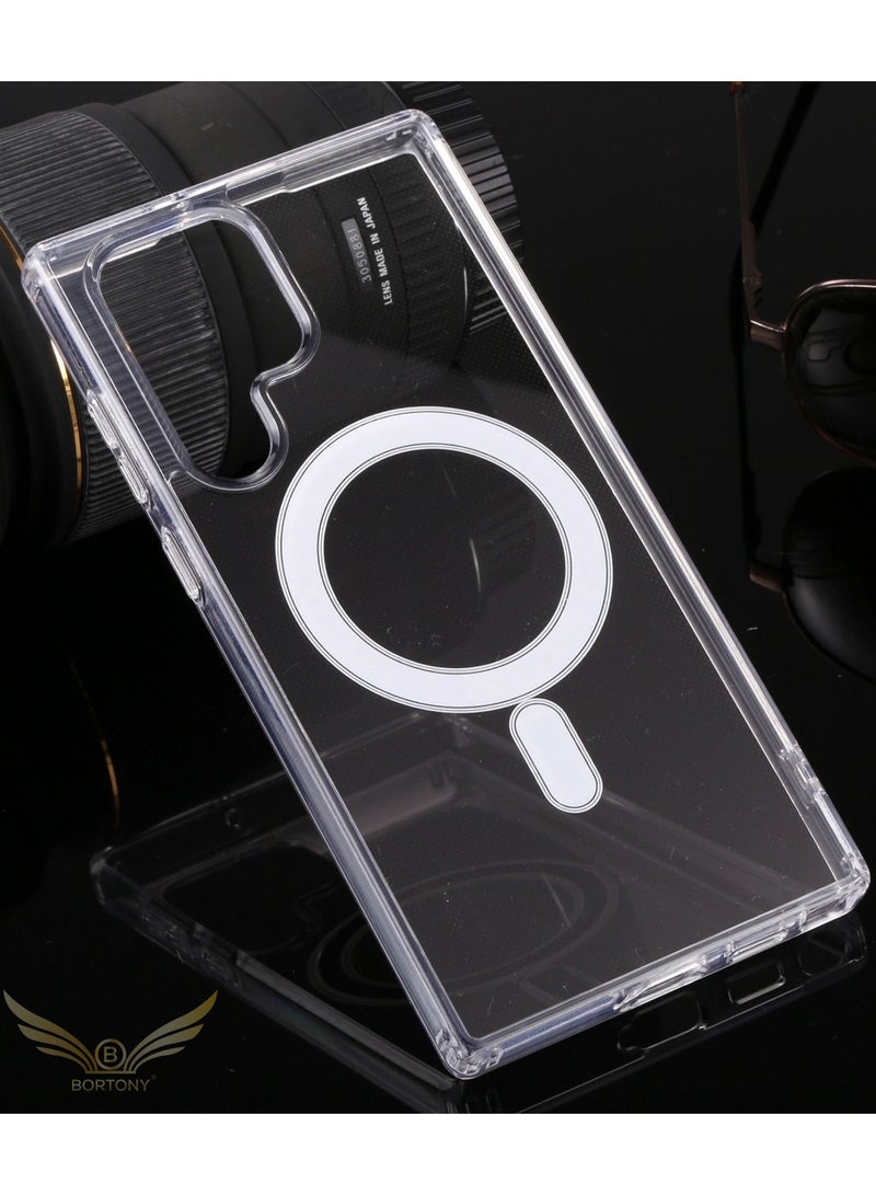 BORTONY Clear Magnetic Case for Samsung Galaxy S22 Ultra Compatible with Magsafe Card Wallet & Wireless Chager, Screen & Camera Protection Shockproof Galaxy S22 Ultra Case Cover  - Image 2