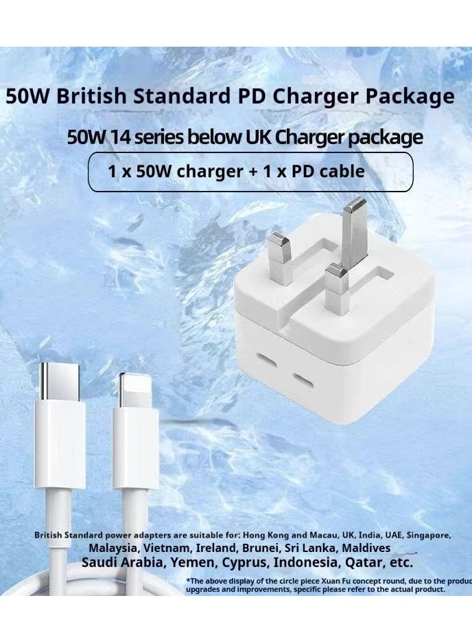 50W Samsung Charger GaN Dual USB C Charger Foldable Type C Fast iPhone Charger USB Wall Plug USB-C Laptop Charger Power Adapter for Samsung S23, iPhone 15 Series, iPad, MacBook, Steam Deck, etc - Image 1