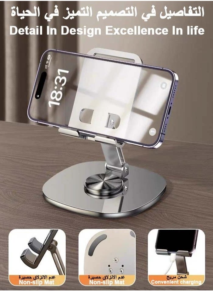 ELFSA - Portable Metal Mobile Stand, Adjustable Phone Stand, 360-Degree Universal Phone Holder,Stable Alloy Mobile Phone Holder for All 4-7.2'' IPhone 15/14/13/12/11 X Xr Pro Max,Google Pixel Samsung Galaxy S - Image 1