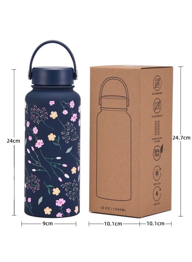 JiuAn 1L large capacity insulated cup portable vacuum sports kettle (Indigo Blue 8B Style) - Image 2