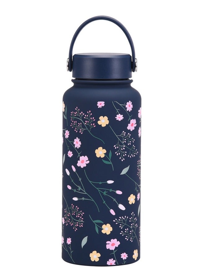 JiuAn 1L large capacity insulated cup portable vacuum sports kettle (Indigo Blue 8B Style) - Image 1