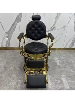 Generic Salon Equipment Gold Barber Chair Salon Furniture Commercial Furniture Vintage Dubai Style Reclining Luxury Hydraulic  - Image 2