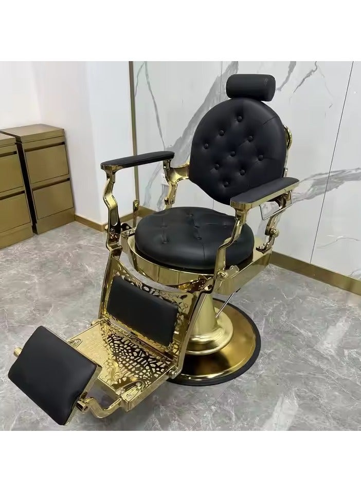 ماركة غير محددة معدات الصالون الذهب كرسي الحلاقة صالون الأثاث الأثاث التجاري خمر دبي ستايل مستلق الفاخرة الهيدروليكية  - Image 5