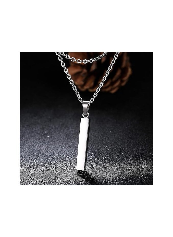 MIRFA Bar Pendant Chain Necklace - Silver  - Image 1