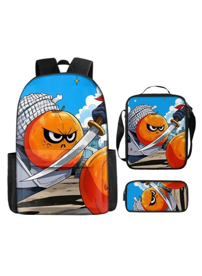 Cartoon three-piece schoolbag with front pocket - 1003 - Image 1