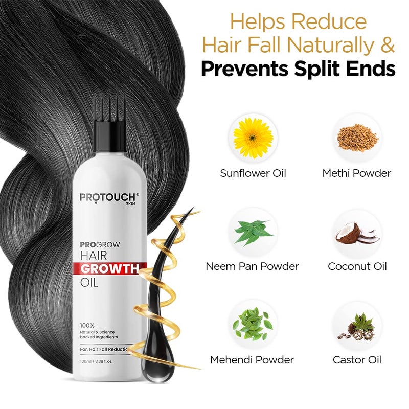PROTOUCH PROGROW Hair Oil For Men And Women Reduces Hair Fall Dandruff Promotes Hair Growth Pack of 2 - Image 3