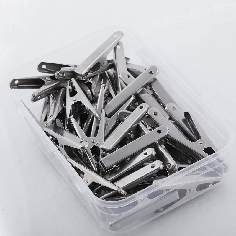WEWEL ® Heavy Quality Duty Rust Cloth Peg Stainless Steel Hanging Clips for Cloth Drying/Pegs for Hanger/Ropes/Towel Dryer/Cloth Drying Pins(Oreo Clip)(with Storage Box) (36) (60) - Image 1
