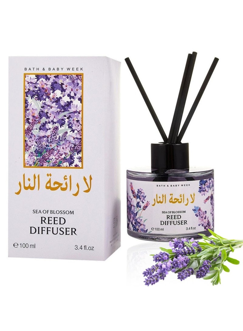 SänHahn 100ml Reed Diffuser Set : Lavender & Lily Of The Valley Blended Fragrance Diffuser Air Fresheners Long-Lasting Aromatherapy Diffusers for Home Bedroom Bathroom Office Decor (10% Conc) - Image 1