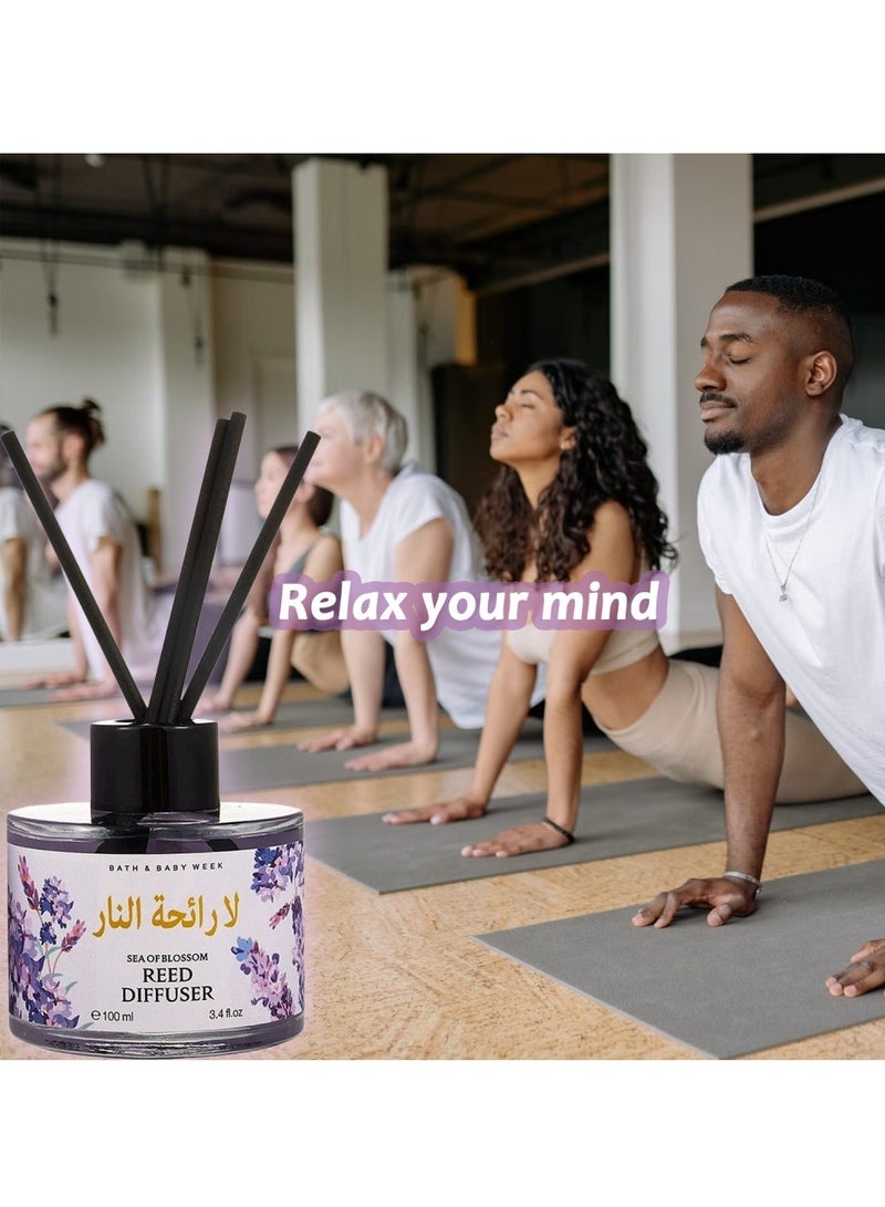 SänHahn 100ml Reed Diffuser Set : Lavender & Lily Of The Valley Blended Fragrance Diffuser Air Fresheners Long-Lasting Aromatherapy Diffusers for Home Bedroom Bathroom Office Decor (10% Conc) - Image 4