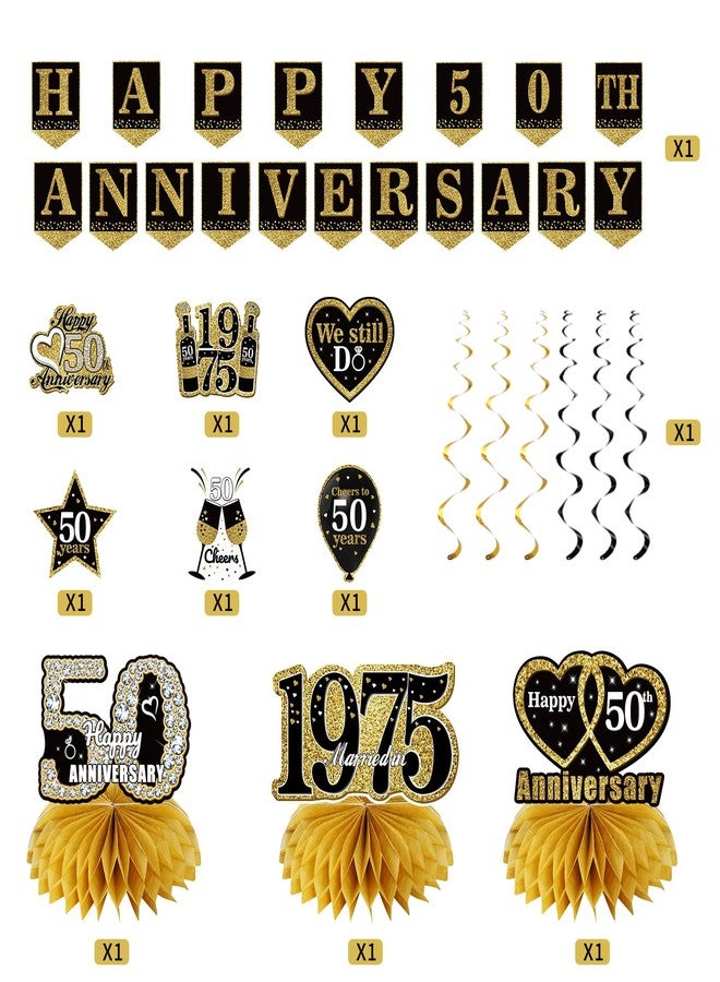 Bumqviy 50th Anniversary Decorations - 10pcs Vintage 1975 Banner Centerpieces Kit, Cheers to 50 Years We Still Do Party Supplies - Image 3