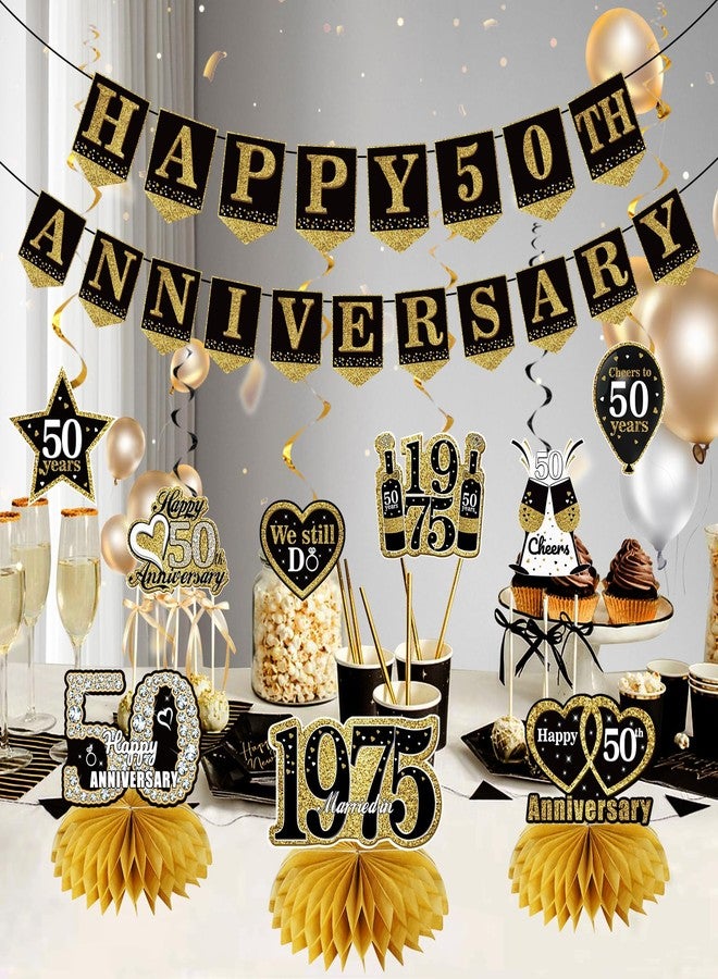 Bumqviy 50th Anniversary Decorations - 10pcs Vintage 1975 Banner Centerpieces Kit, Cheers to 50 Years We Still Do Party Supplies - Image 4
