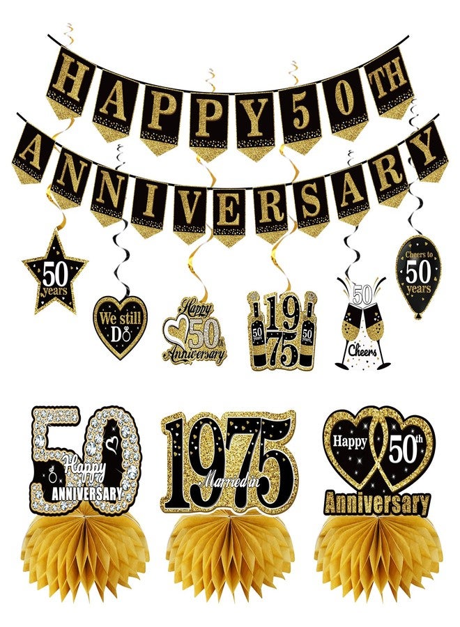 Bumqviy 50th Anniversary Decorations - 10pcs Vintage 1975 Banner Centerpieces Kit, Cheers to 50 Years We Still Do Party Supplies - Image 1