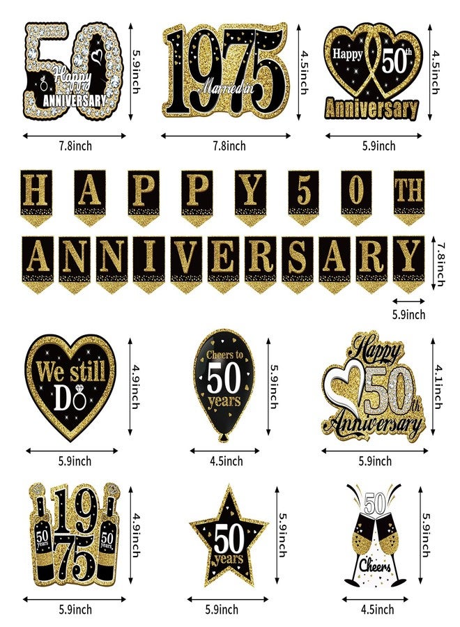 Bumqviy 50th Anniversary Decorations - 10pcs Vintage 1975 Banner Centerpieces Kit, Cheers to 50 Years We Still Do Party Supplies - Image 2