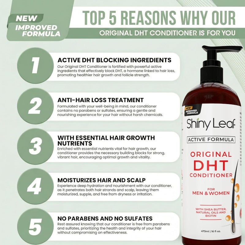Shiny Leaf DHT Blocker Conditioner with Rosemary Leaf Oil for Hair Growth, Softer & Smoother Hair, Paraben & Sulfate Free, 16 oz - Image 2