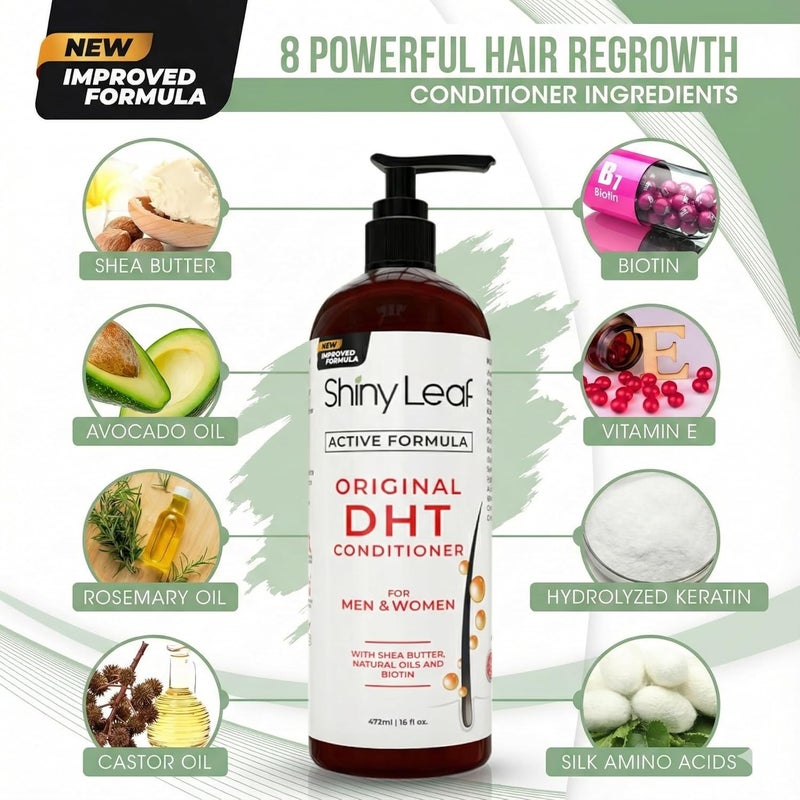 Shiny Leaf DHT Blocker Conditioner with Rosemary Leaf Oil for Hair Growth, Softer & Smoother Hair, Paraben & Sulfate Free, 16 oz - Image 5