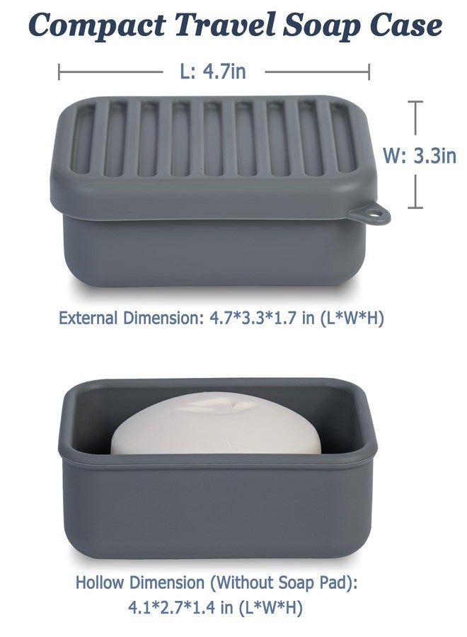 HighHerz Compact Leak-Proof Silicone Travel Soap Case, Portable Soap Container with Draining Layer, Durable Soap Box, Shatter-Proof Soap Holder for Bathroom, Gym, Travel Size Toiletry (Dark Grey) - Image 5