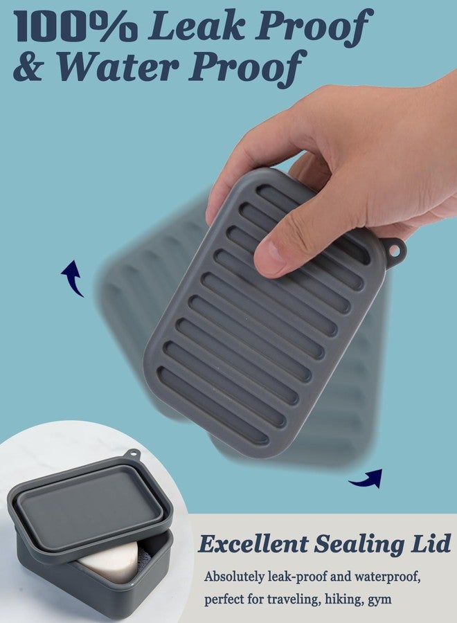 HighHerz Compact Leak-Proof Silicone Travel Soap Case, Portable Soap Container with Draining Layer, Durable Soap Box, Shatter-Proof Soap Holder for Bathroom, Gym, Travel Size Toiletry (Dark Grey) - Image 2