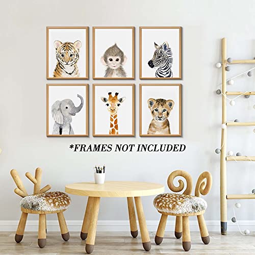 calmart Nursery Baby Room Wall Art Decor, Jungle Nursery Baby Animal of Tiger Lion Elephant Decorations, Nursery Safari Cute Animal Decor for Baby Bedroom (8"x10", UNFRAMED) - Image 2