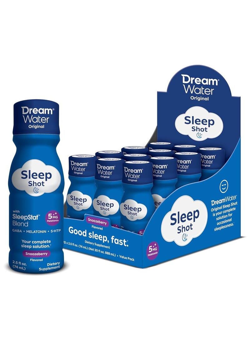 Dream Water Sleep Shot Original GABA, Melatonin, 5-HTP, Snoozeberry, 12 Count each 2.5 fl.oz - Image 1