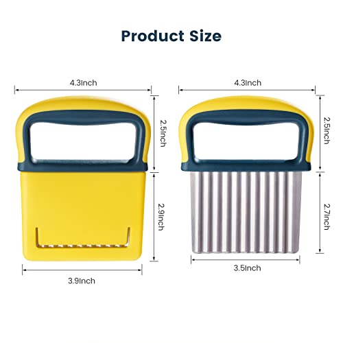 Nax Caki Crinkle Cutter Knife, Potatoes Crinkle Fry Cut and Vegetable Cutter for Veggies, Stainless Steel Carrot Slicer（Yellow） - Image 3