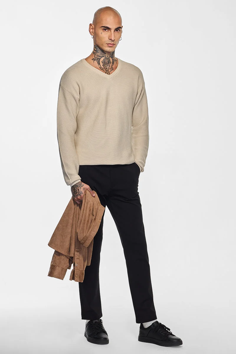 SNITCH Core Lab Beige Textured Sweater