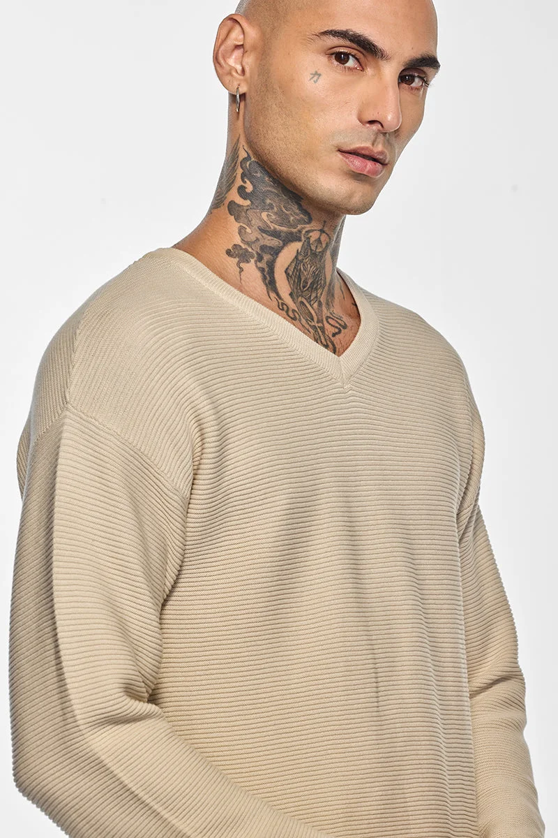 SNITCH Core Lab Beige Textured Sweater