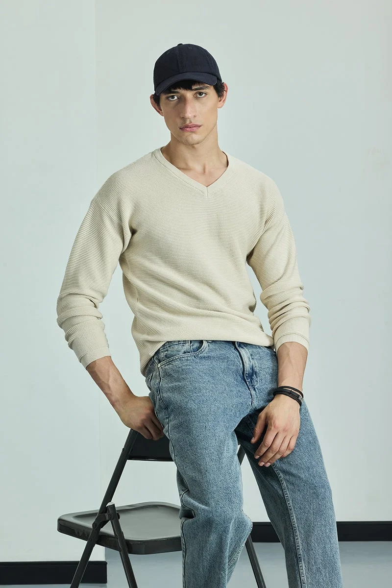 SNITCH Core Lab Beige Textured Sweater