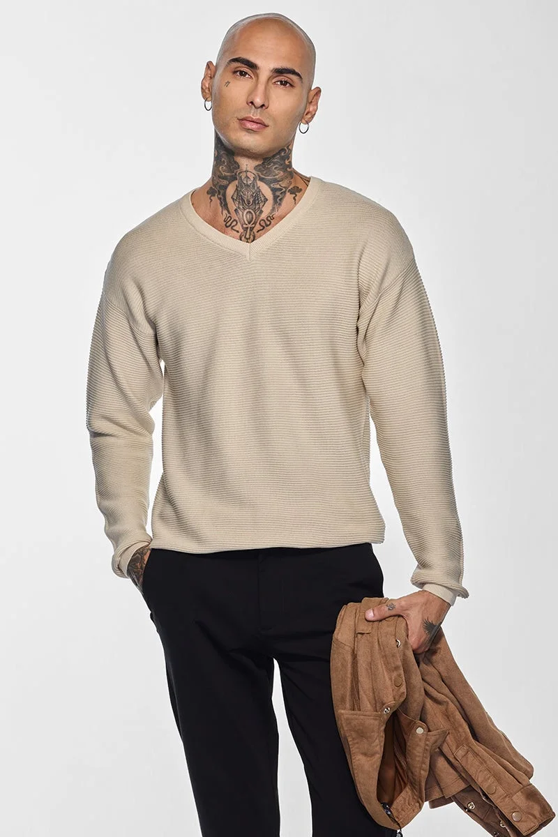 SNITCH Core Lab Beige Textured Sweater