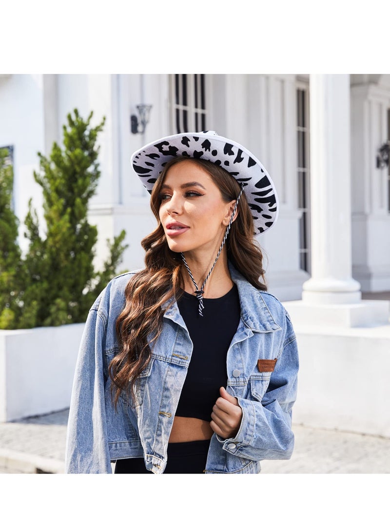 SYOSI Cowboy Hat, Reversible Cow Print Cowboy Hat for Women and Men White and Black Cowboy Hat with Clear Glasses for Party - Image 3