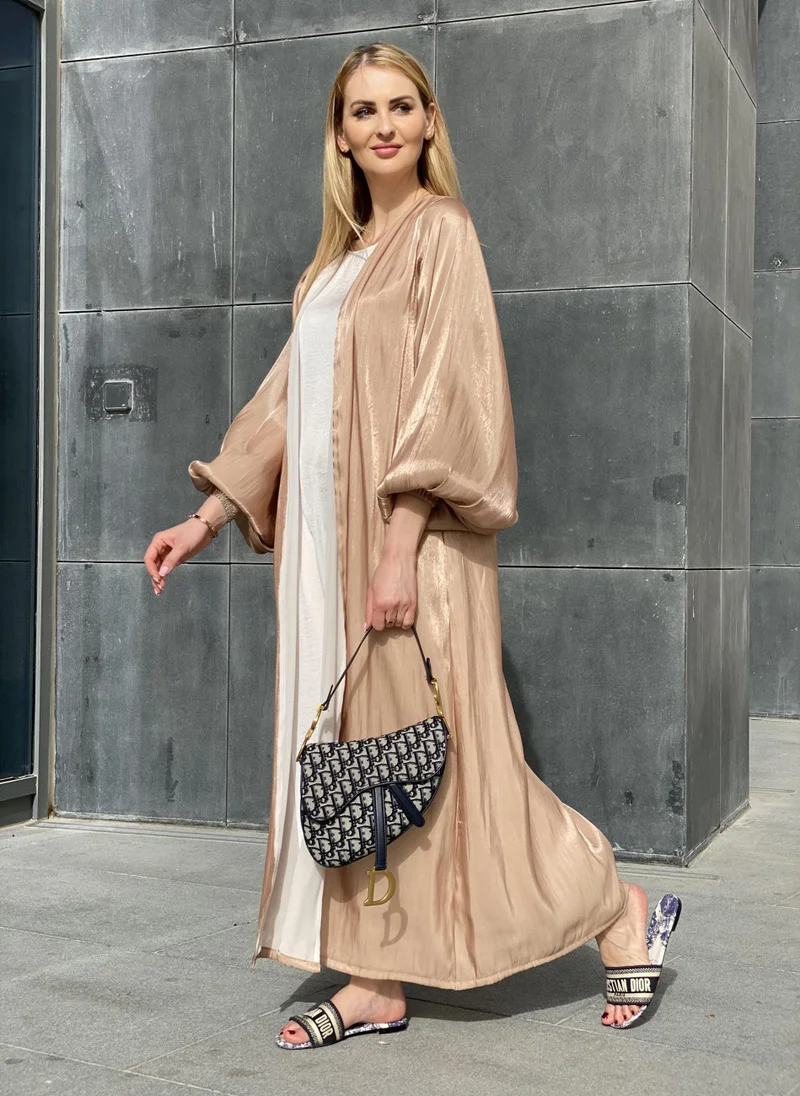 Moistreet Balloon Sleeve Abaya Set