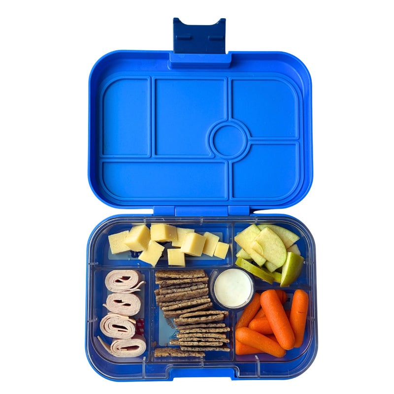 Yumbox Original Leakproof Bento Box for Kids 6Compartment Tray BPAFree EasyClean Compact Lunchbox for Toddlers to Age 8 Ideal for School Surf Blue Rocket