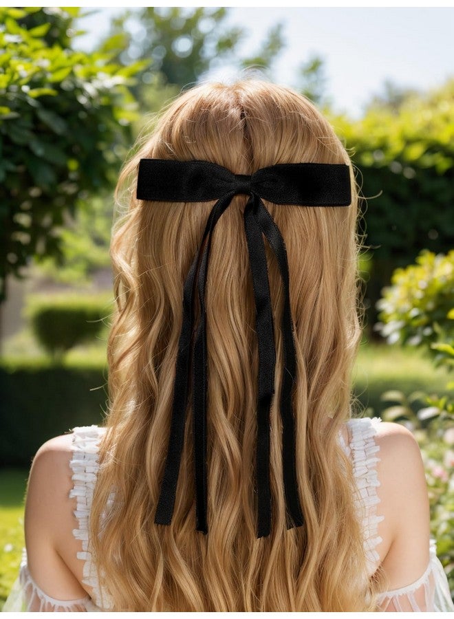 LFOUVRE Tassel Hair Bow Clips - Ribbon Barrettes and Metal Bows for Women - 6pcs Hair Accessories with Claw Clips for Girls and Teens - Image 4