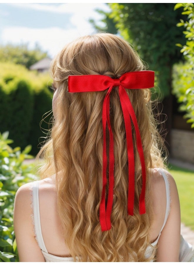 LFOUVRE Tassel Hair Bow Clips - Ribbon Barrettes and Metal Bows for Women - 6pcs Hair Accessories with Claw Clips for Girls and Teens - Image 2