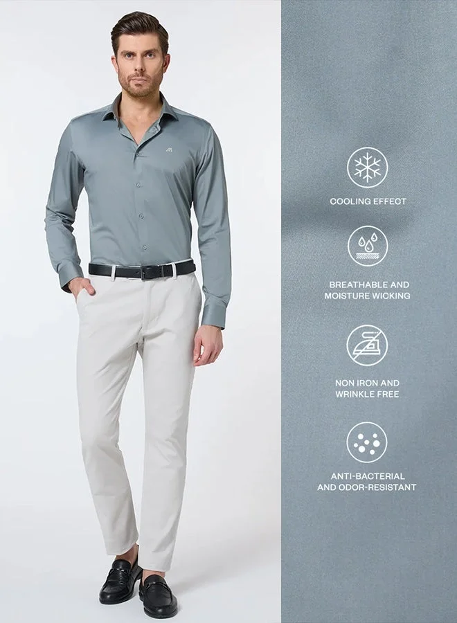 MANNERISM  The Misty Bamboo Grey Shirt with Gentle Comfort for Men | Best Price UAE