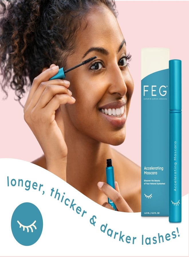 FEG Accelerating Mascara with Growth Serum | Eyelash Growth Mascara with Natural Ingredients to Lengthen, Thicken, Curl, and Darken Your Lashes | Lengthens and Defines Eyelashes | 6 mL | Single Pack - Image 2