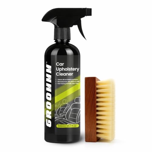 Groommm Total Car Interior Cleaning Kit 500ml – Upholstery & Fabric Cleaner Spray With Cleaning Brush | For Car Seats, Roof Liner, Door Fabric & Seat Covers | Removes Tough Stains from Leather & Vinyl - Image 1