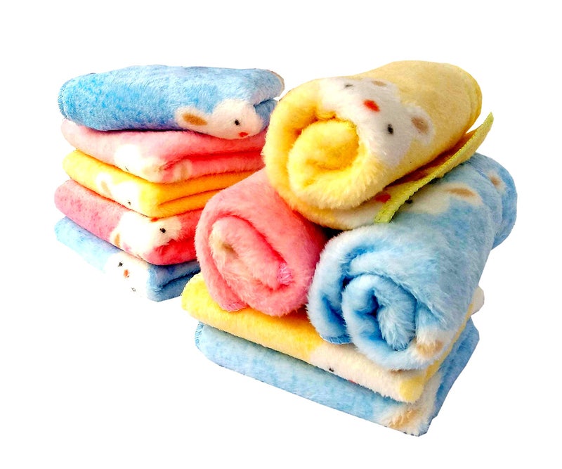 Space Fly Micro Fiber Sofex Cotton Soft and Thick Face Towels, (10x10-inch_Multicolour) - Set of 10 - Image 2