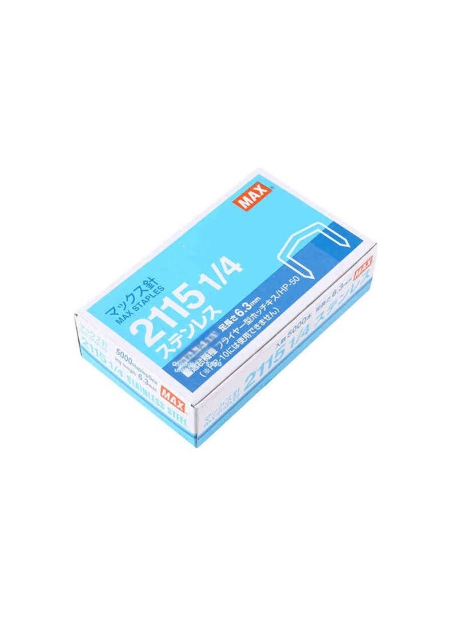 ماكس Max Arched Staples، سعة كبيرة 5000 قطعة/صندوق، دبابيس مقاومة للصدأ لربط المستندات المهمة، الأرشيف المالي، المكتبات، 2115-1/4 ستانلس ستيل - Image 1