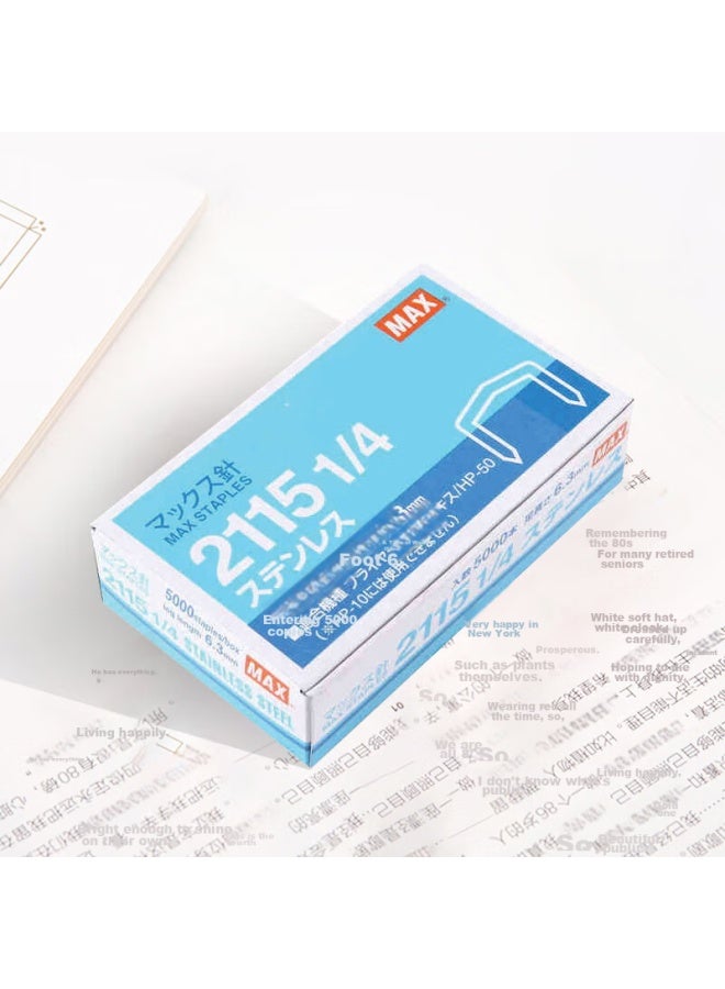 ماكس Max Arched Staples، سعة كبيرة 5000 قطعة/صندوق، دبابيس مقاومة للصدأ لربط المستندات المهمة، الأرشيف المالي، المكتبات، 2115-1/4 ستانلس ستيل - Image 3