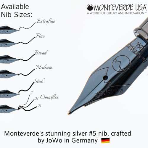 Monteverde Innova Formula M Fountain Pen, Black - Medium Nib, Premium PVD Coated Pen, Refillable, JoWo Stainless Steel Nib, Luxury Gift Box - Image 3